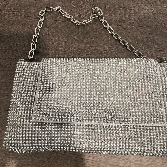 INC International Concepts Silver Rhinestone Clutch - Picture 2 of 4
